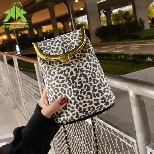 Fashion Leopard Shoulder Bag For Women High Quality PU Leather Travel Messenger Bag 2021 New Luxury Chain Female Bucket Handbags