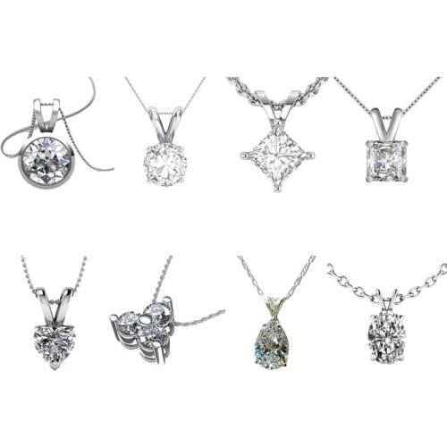 Women Simple And Elegant Pendent Necklace Female Shiny Cubic Zirconia Necklace Crystal Accessories Gift Wedding Jewelry