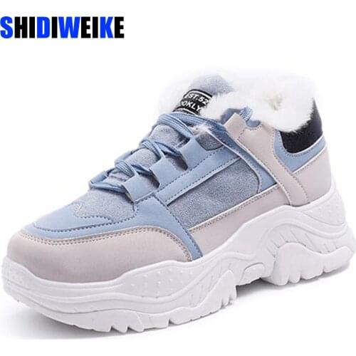 2021 Shoes Winter Warm Platform Woman Snow Boots Plush Female Casual Sneakers Faux Suede Leather Female Snowboots Warm Shoes Fur