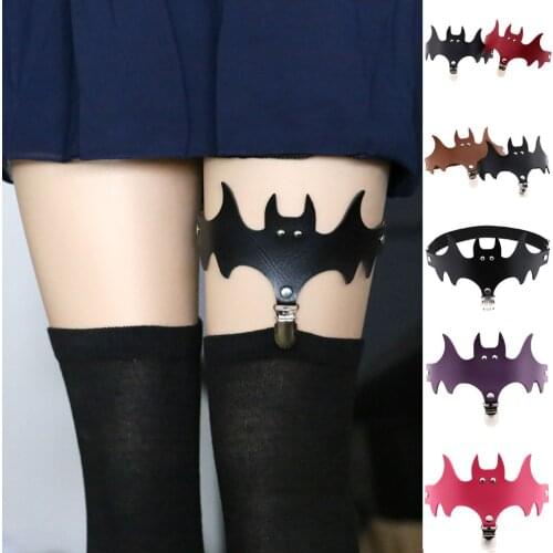 1pcs Women Gorgeous Punk Gothic Bat Elastic Garter Belt Retro Suspender Halloween Decorations 16Colors Garter Lingerie