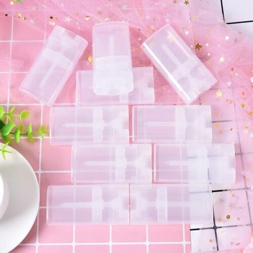 10Pcs/lot About 15g Fashion Lip Tube Plastic Empty DIY Oval Lip Balm Tubes Portable Deodorant Containers Clear Lipstick