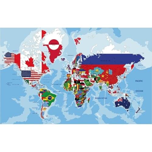 150x225cm Non-woven World Physical Map with National Flags Plate for Office and School Wall Decor Large World Map Poster