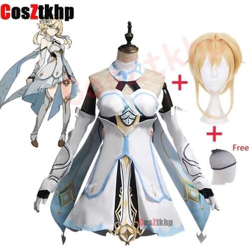 2021 Genshin Impact Traveler Lumine Cosplay Costume Anime Halloween Carnival Dress Including Gloves Socks Lolita Maid Uniform