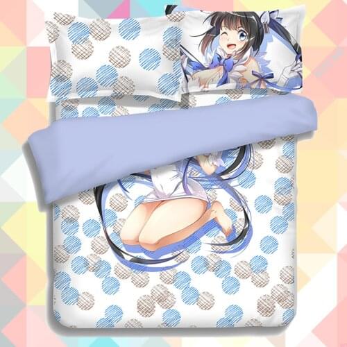 Anime Cartoon Dungeon ni Deai wo Motomeru no wa Machigatteiru Darou ka Quilt Cover Soft Printed Bedding Set Duvet Cover Set No.3