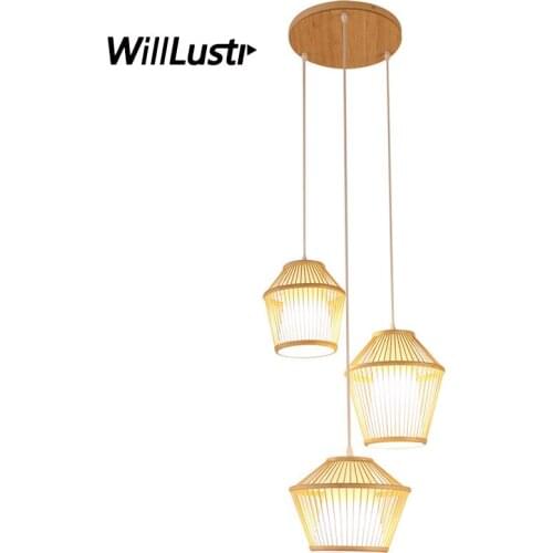 Hand Knitted Bamboo Pendant Light Restaurant Izakaya Hotel Bar Teahouse Loft Bedroom Japan Nordic Wood Handmade Suspension Lamp