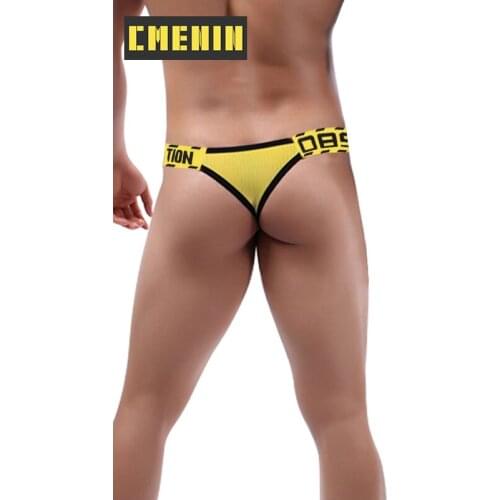 Free Shipping Cotton Underpants Gay Mans Underwear Thong Men Jockstrap Mens Thongs And G strings U Pouch BS3109