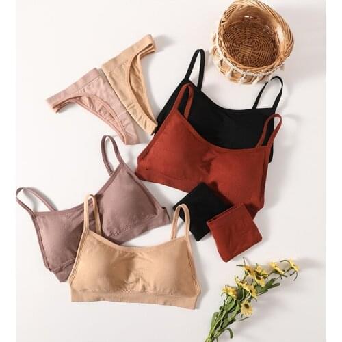 Seamless Women Top Panties Set Low Rise G-String Underwear Set Girl Sleeveless Lingerie Fitness Tank Femme Sexy Womens Swimsuit