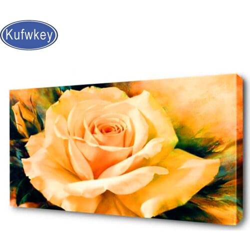 Large Full Square/Round DIY Diamond Painting Rose White Flower 5D Cross Stitch kit Crystal Diamond Mosaic Diamond embroidery