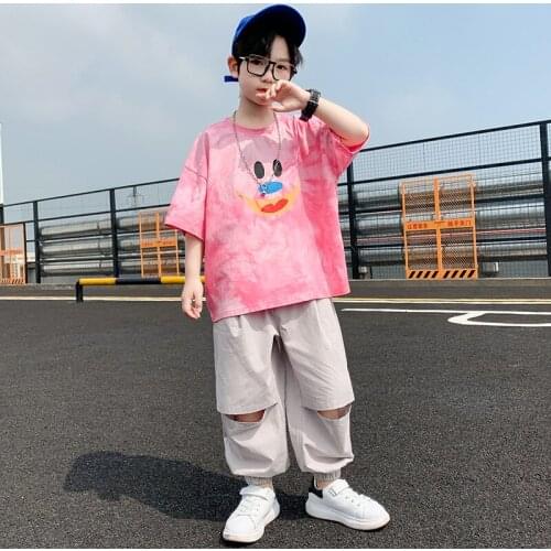 Trend Boy Clothes Sets Printed Tees Cartoon Tshirt Casual Harem Pants Outfit Children Clothes For 5 6 7 8 9 10 11 12 13 Year Boy