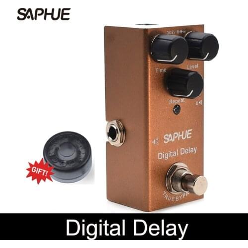 SAPHUE Electric Guitar Digital Delay Pedal Time/Level/Repeat Knob Effect Pedal Mini Single Type DC 9V True Bypass
