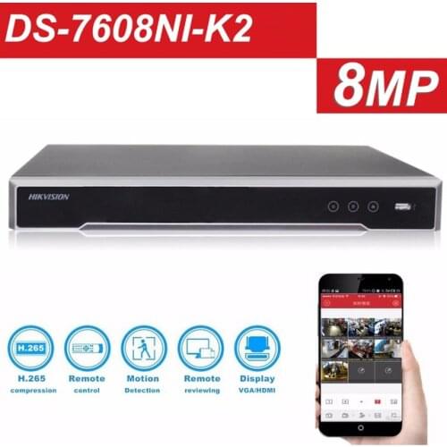 HIKVISION upgradable 4K H.265 NVR 8CH 16CH DS-7608NI-K2 DS-7616NI-K2 Up to 8MP record Network video recorder