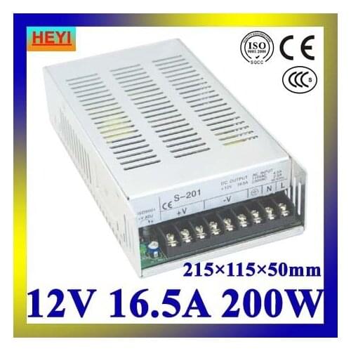 Single output switching power supply 12V 16.5A 100~120V/200~240V AC input LED power supply 200W