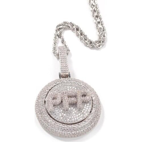 Customized Solid Rotatable Letters Name Round Pendants Necklaces for Men Hip Hop Bling Iced Out Rapper Jewelry Drop Shipping