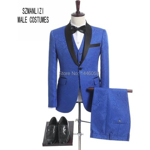 Custom Made Formal Suits Men 2018 Latest Coat Pant Designs Terno Slim Fit Wedding Suits For Men 3 Pieces Royal Blue Mens Tuxedo