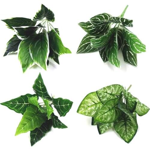 Fake Plants Fern Grass Artificial Flowers Plastic plant Wedding Wall Outdoor Decor Green simulation Leaf for Home Garden Decor