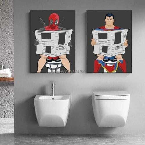 Canvas Painting Disney Classic Marvel Deadpool Anime Funny Poster Spiderman Avengers Superhero Toilet Wall Art Print Home Decor