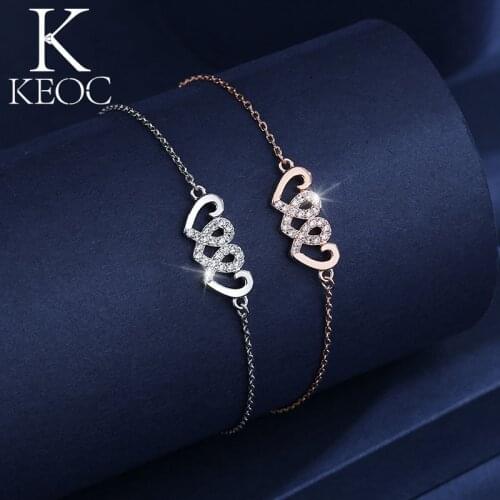 Keoc Jewelry 2020 Jewelry Three Heart Shape Bracelets on Hand Bijoux Femme Soft Girl Beach Accessories Personalized Gift MC-0021