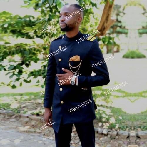 Classic Navy Mens 2 Pieces Set Slim Fit Peaked Lapel Single Breasted Suits Custom Made Party Wedding Groomsmen Blazer Tuxedos