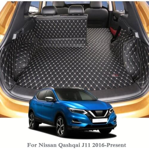For Nissan Qashqai J11 2016-Present Car Floor Mat Leather Tray Carpet Cargo Liner Custom Auto Trunk Mat Carpet Internal Mats