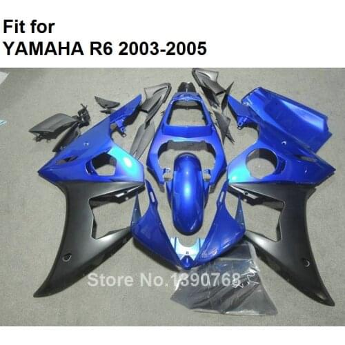 Top selling motorcycle fairing kit for Yamaha YZFR6 2003 2004 2005 metallic blue black fairings set YZF R6 03 04 05 BC66