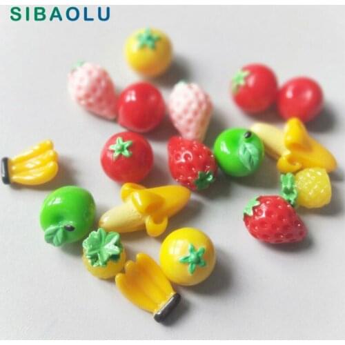 2pcs dollhouse Mini Fruit Food Figurine miniature fairy garden decoration accessories modern Moss Ornament resin craft statue
