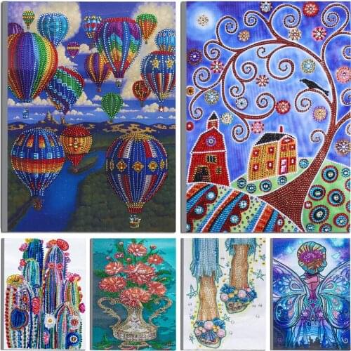 5D DIY Art Diamond Painting Hot Air Balloon with Tree Pattern Diamond Mosaic Full Embroidery Cross Stitch Home Decoration Gift