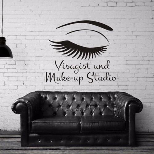 Eye Eyelash Art Sticker Makeup Beauty Salon Decal Shop Store Business Wall Art Stickers Eye Eyelash Art Decal