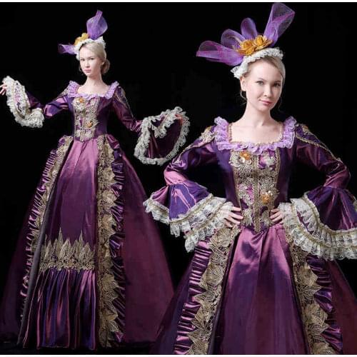 2019 new Medieval Costume Purple Renaissance Victorian Dresses Masquerade elegant Royal Costumes stage performance