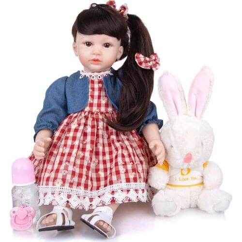 New Drop-ship 60 CM Reborn Dolls Babies Girl Cloth Body Cute Lifelike Baby Dolls Toy For Kids Children Birthday Present