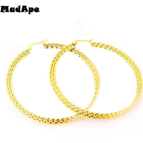 MadApe Stainless Steel Hoop Earrings 2019 Fashion Classic 4 Color Large Hoop Earrings For Women Jewelry Round Earring Wholesale