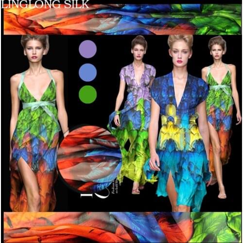 PRINT SILK CHIFFON FABRIC 6mm Width 53"-135cm100% Silk Fabric Dresses Fabric Diy Sewing Lace Chiffon Fabric Wholesale