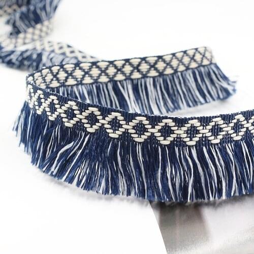 1Meter Width 3cm Navy Blue Tassel Fringe Ribbon Sewing Fabric DIY Dress Garment Curtain Home Textile Decorative Lace Trimming