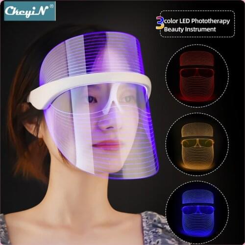 CkeyiN 3 Colors LED Light Therapy Face Mask Photon Anti-aging Anti Acne Wrinkle Removal SPA Wireless Rechargeable Beatuy Tool 50
