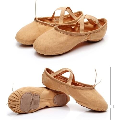 USHINE Three Sole Wear-Resistant Non-slip Elastic Canvas Body Fitness Yoga scarpe da ballo donna Ballet Dance Shoes Woman