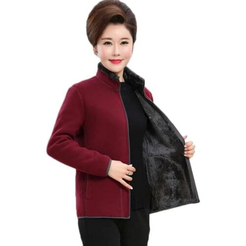 New Women Jacket Plus Size Fleece Cotton Coat Zipper Long Sleeve Outerwear Winter Sweatshirts Mother Clothes 5XL Female Outwear