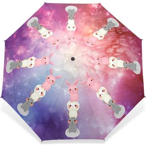 Animal Fully-automatic and Non-automatic Nebula Star Universe Rabbit Umbrella Rain Paraguas Umbrella Rainy Windproof Parapluie