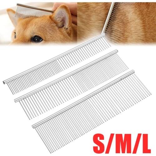 1PC S/M/L Stainless Steel Pet Comb Double Row Teeth Dog Cat Comb Hair Brush Flea Comb Pet Grooming for Animals Acessorios
