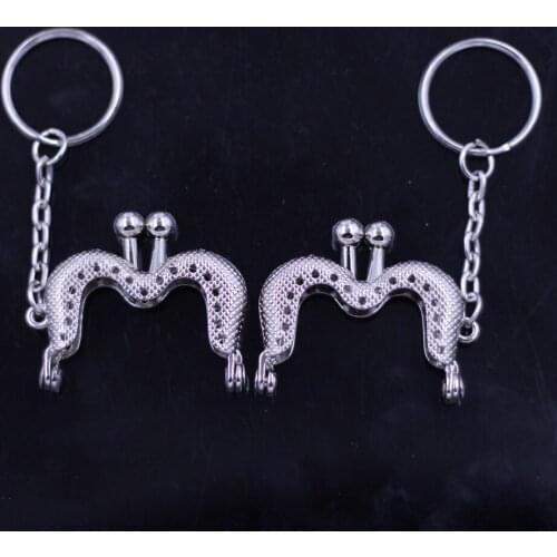 10PCS Silver Tone Shape M Mini Metal Purse Frames Kiss Clasps Clutch Buckle Lock 4cm Sewing Holes Handbag Accessories Hardware