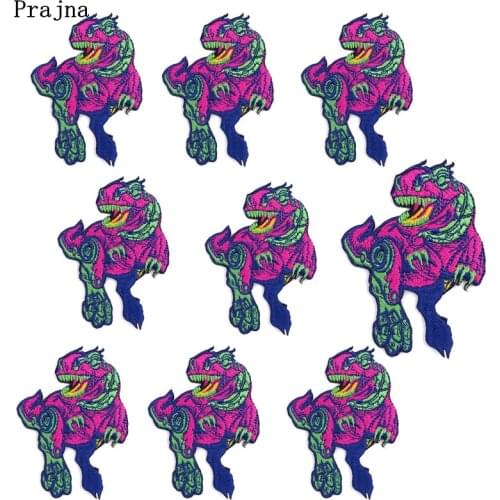 Prajna 10PCS Iron On Patches Dinosaur Embroidered Patches On Clothes Jacket Applique Punk Animal Patches For Clothing DIY