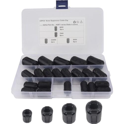 22x Clip On Ferrite Core Filters Cable Connector Clamp Ring Kit Noise Suppressor Filters Cable Connector Clamp