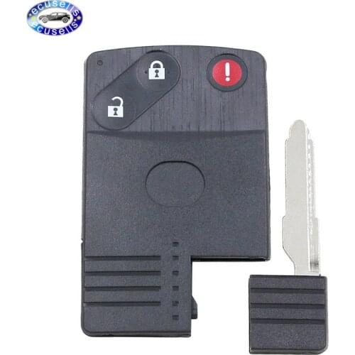 3 BUTTON SMART CARD KEYLESS REMOTE KEY SHELL/CASE & UNCUT KEY FOR Mazda CX-7 CX-9 RX8