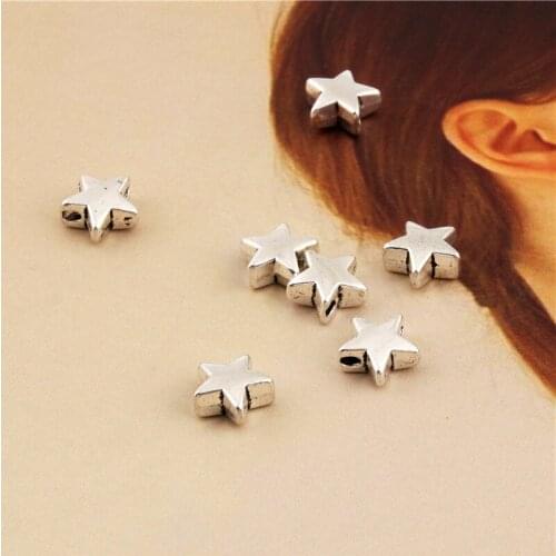 30Pcs Silver Color Star Charms Making Pentagram Bead Pendant Bracelet Pendientes Handcraft Jewelry 5X5mm A3154