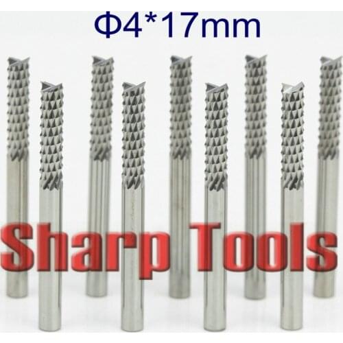 4*17MM Corn Teeth Tungsten Carbide CNC Tool PCB Milling Bits, Printed Circuit Board CNC Bits PCB Cutter on Hard Wood Glass Fiber