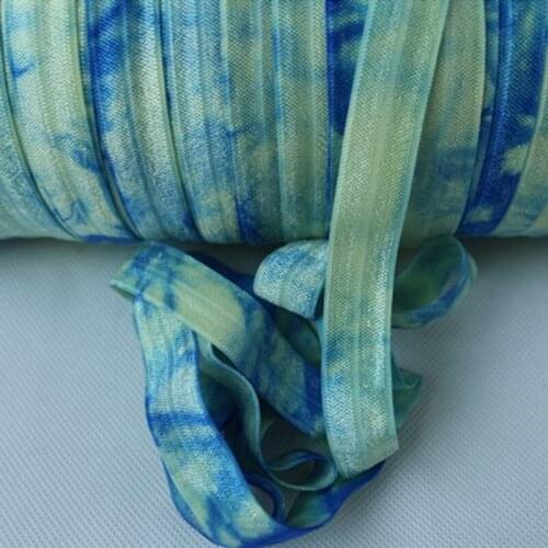 5/8" Baby Maize FOE Royal Blue Tie Dye, good elasticity fold over elastic ribbon ,50yards per lot