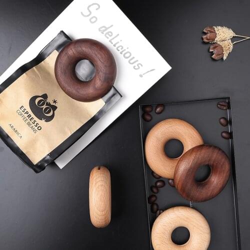 5Pcs/Lot Wooden Sealing Doughnut Shape Clip Bag Sealer Snacks Food Fresh Storage Clamp Clips Kitchen Plastic Organizer Tools