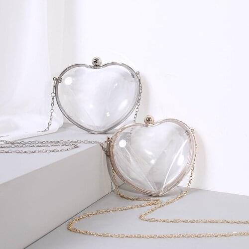Acrylic Women Evening Bags Heart Shaped Small Day Clutch New Design Handbags With Causal Party Purse