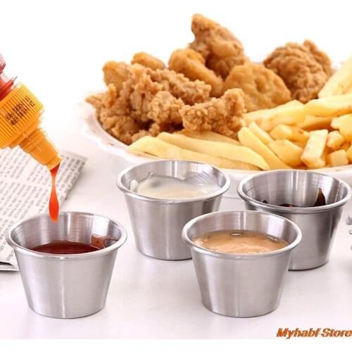 1pc Stainless Steel Sauce Cup Condiment Sauce Container Salad Tomato Sauce Container Dipping Bowl Cup for BBQ Restaurant Party
