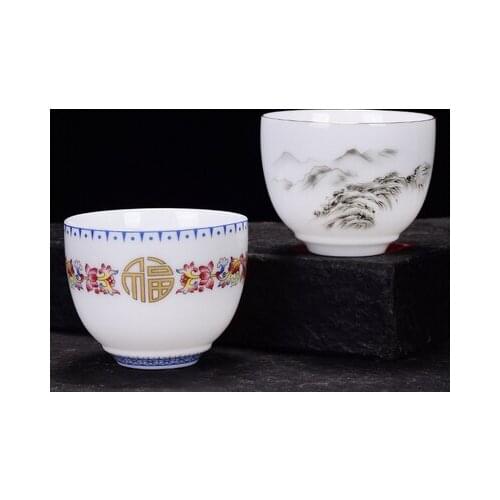 Jingdezhen White Porcelain Kungfu Teacup Ceramic Tea Bowl Water Thin Tires Sheep Fat Jade Cup Green Tea Tie Guan Yin Teaware