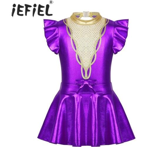 Kids Girls Halloween Showman Dance Fancy Ballroom Costume Flutter Sequins Ballerina Keyhole Back Gymnastics Leotard Dancewear