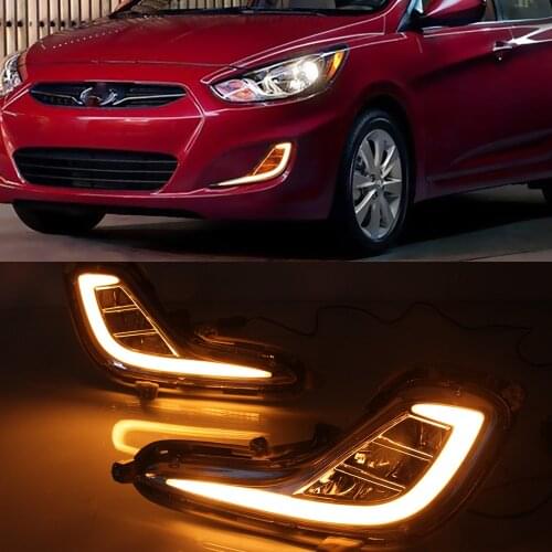 Car Flashing 1Pair DRL Daytime Running Light Fog Light cover Signal lamp For Hyundai Accent Solaris Verna 2010 2011 2012 2013